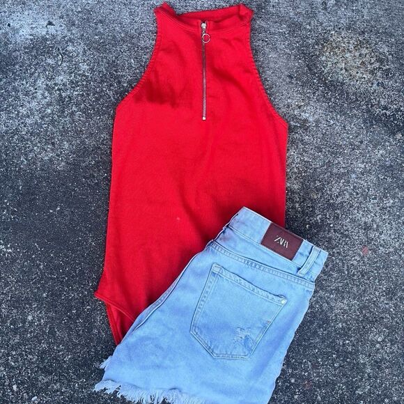 🔥3 for 15! Topshop Red Sleeveless Bodysuit - Picture 8 of 8